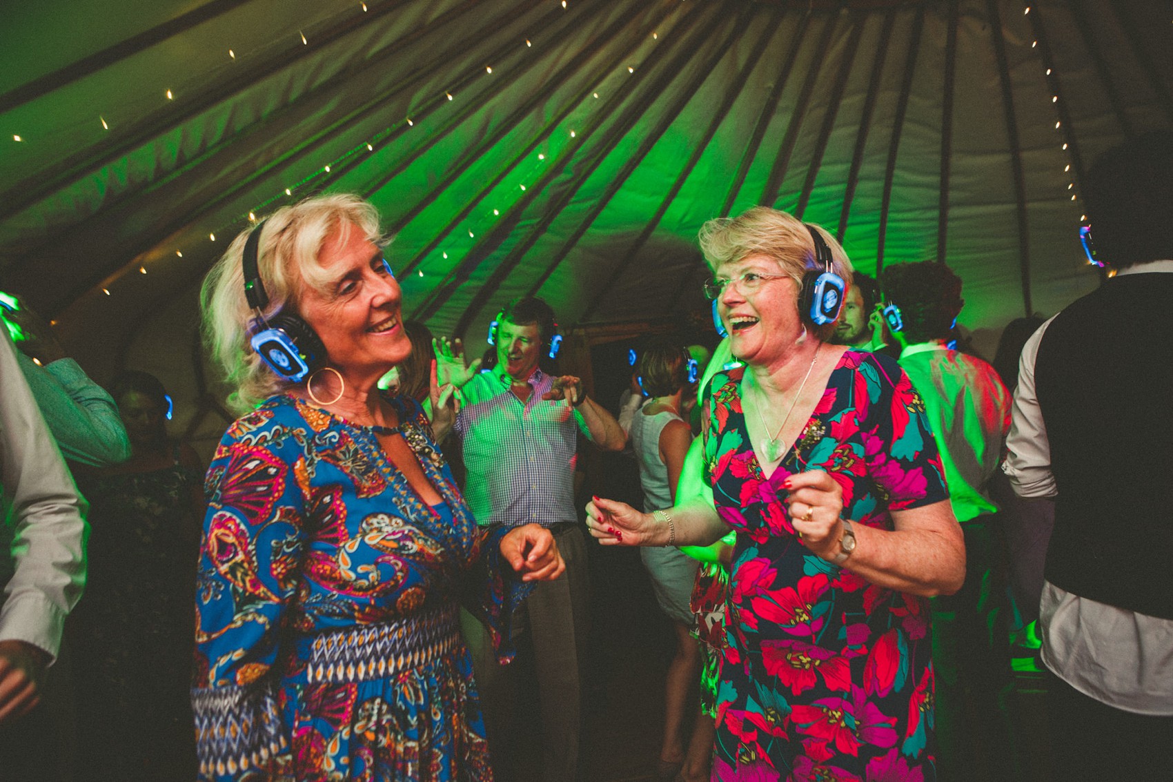 1 Silent disco sunflowers September yurt wedding