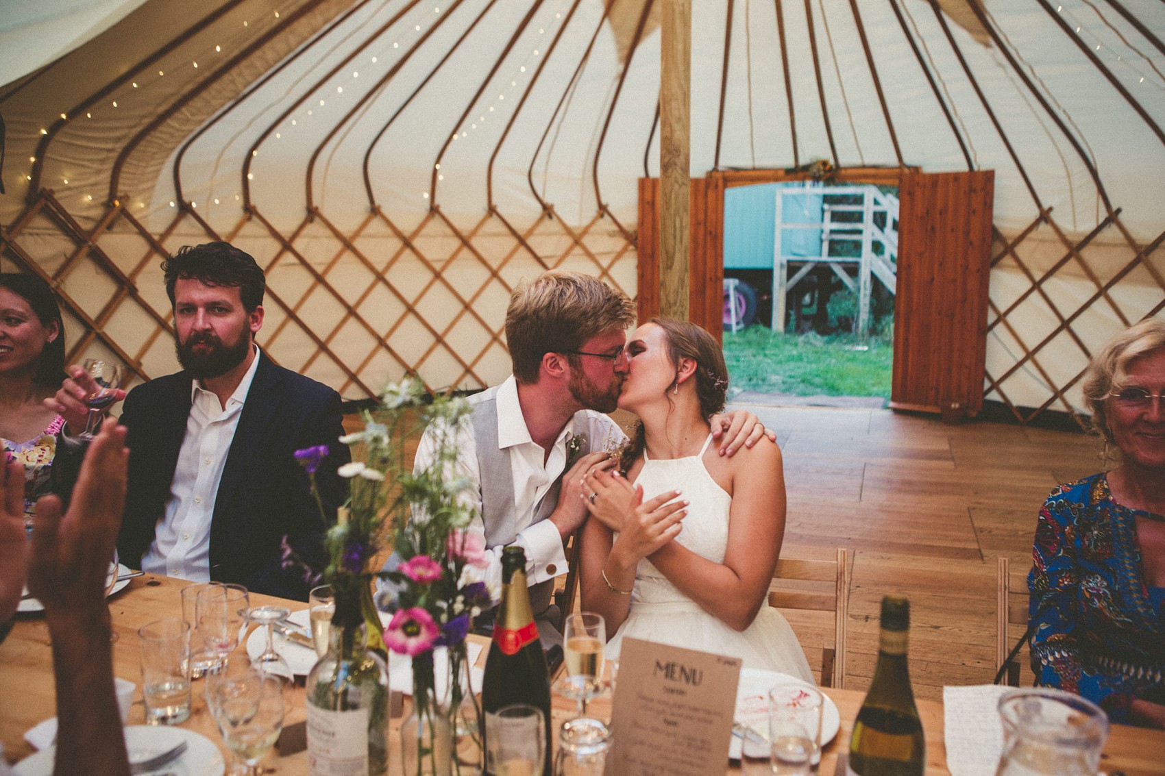 12 Silent disco sunflowers September yurt wedding