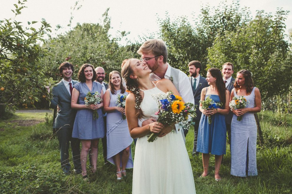 Sunflowers, a Silent Disco + a DIY Dress for a September Yurt Wedding on an Orchard 8 18 Silent disco sunflowers September yurt wedding