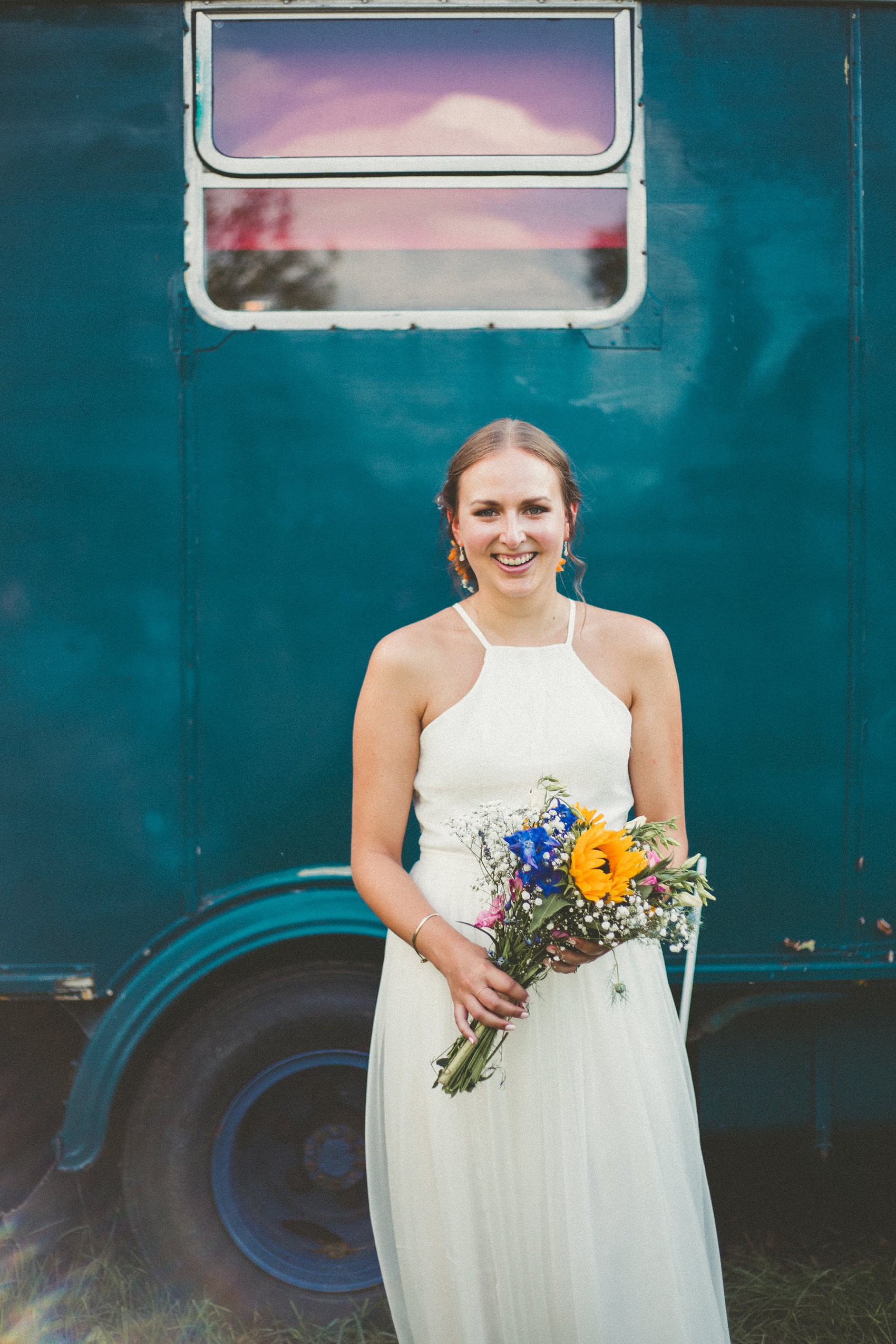 22 Silent disco sunflowers September yurt wedding