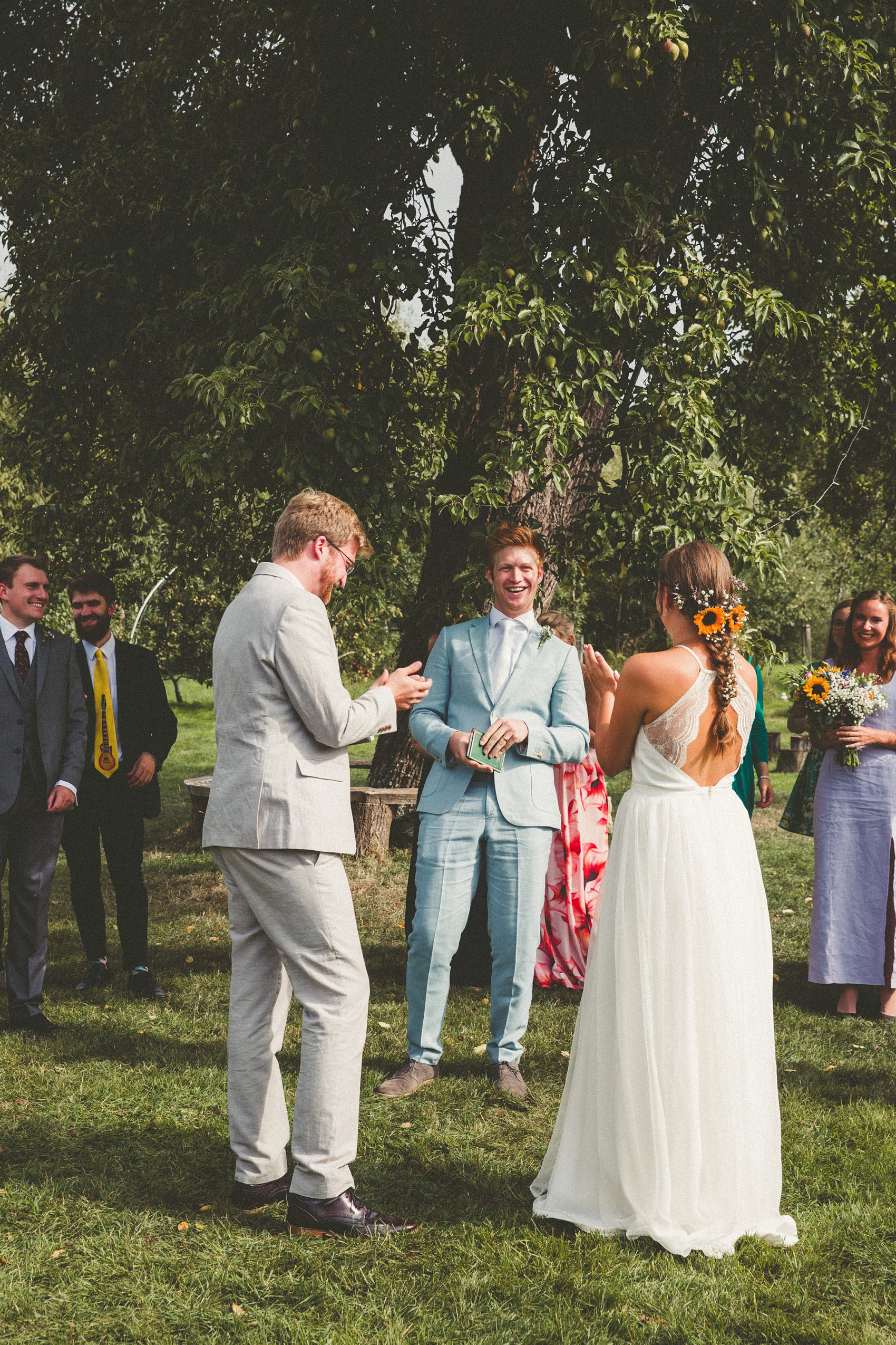 35 Silent disco sunflowers September yurt wedding