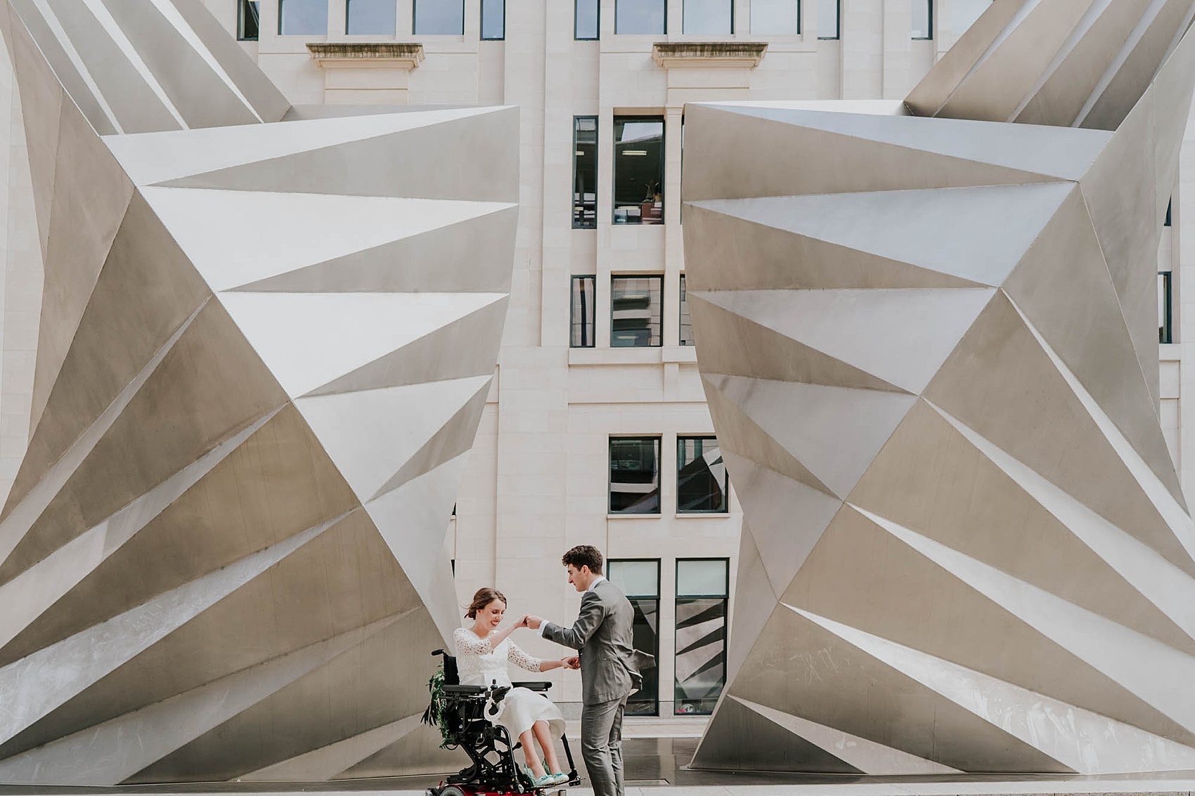 56.Disabled bride modern geometric wedding