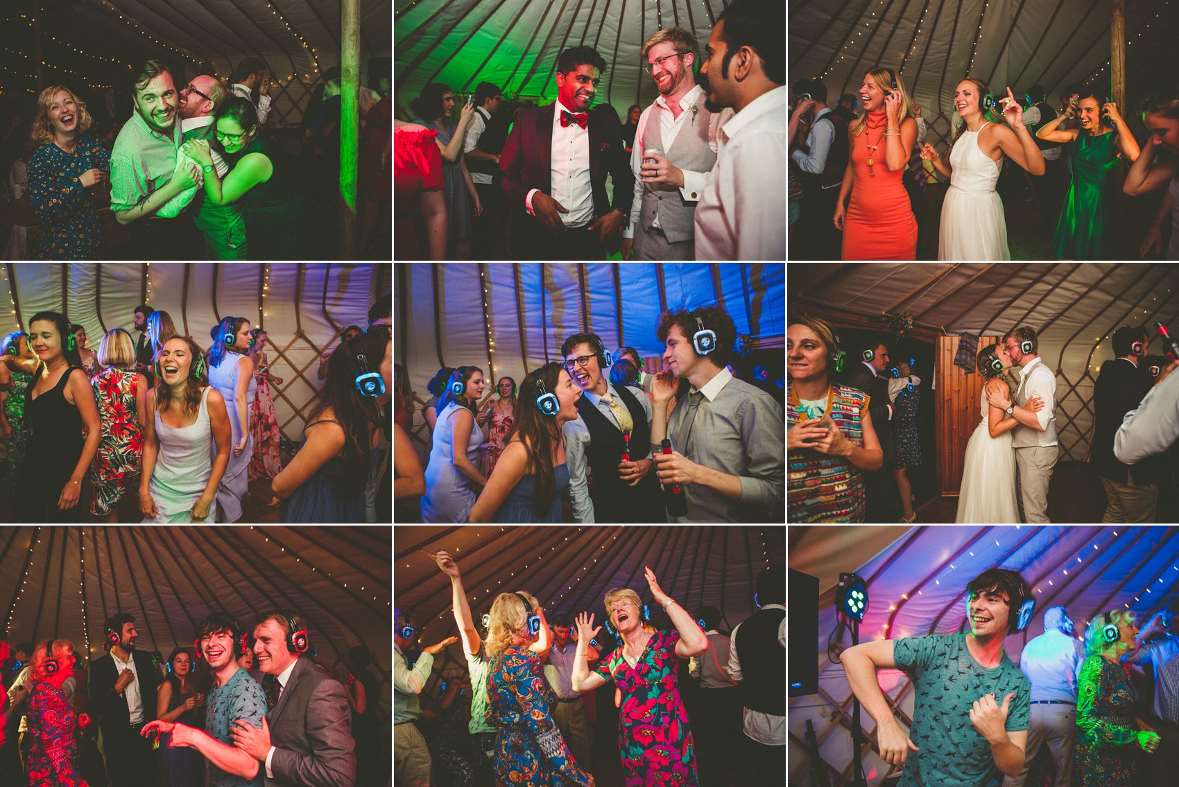 6 Silent disco sunflowers September yurt wedding