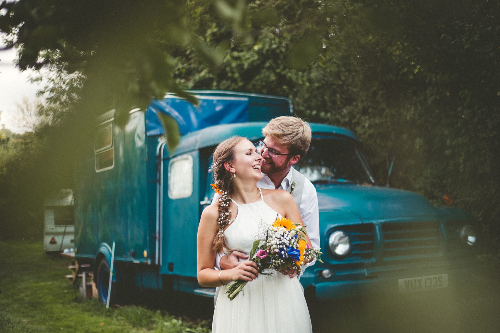 65 Silent disco sunflowers September yurt wedding