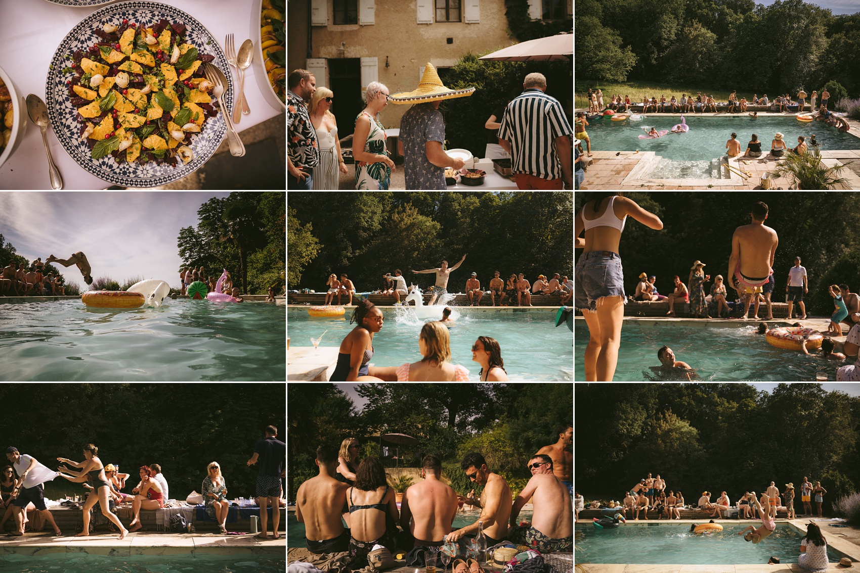 69 Pool party wedding France Chateau de Lartigolle