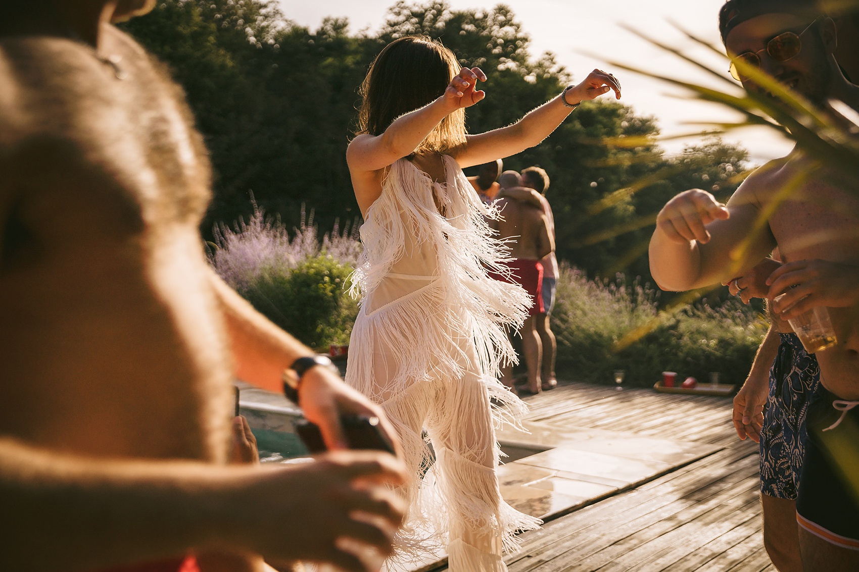 72 Pool party wedding France Chateau de Lartigolle