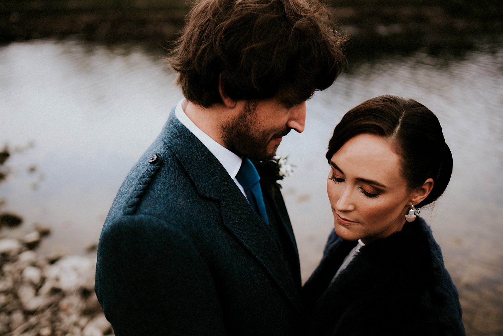 Charlie Brear dress Loch Ness wedding Scotland  - A Charlie Brear Long Sleeved Dress For An Idyllic Wedding at Urquhart Castle Ruins, Overlooking Loch Ness