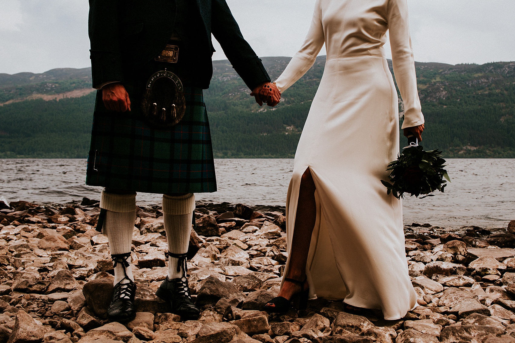 Charlie Brear dress Loch Ness wedding Scotland 20