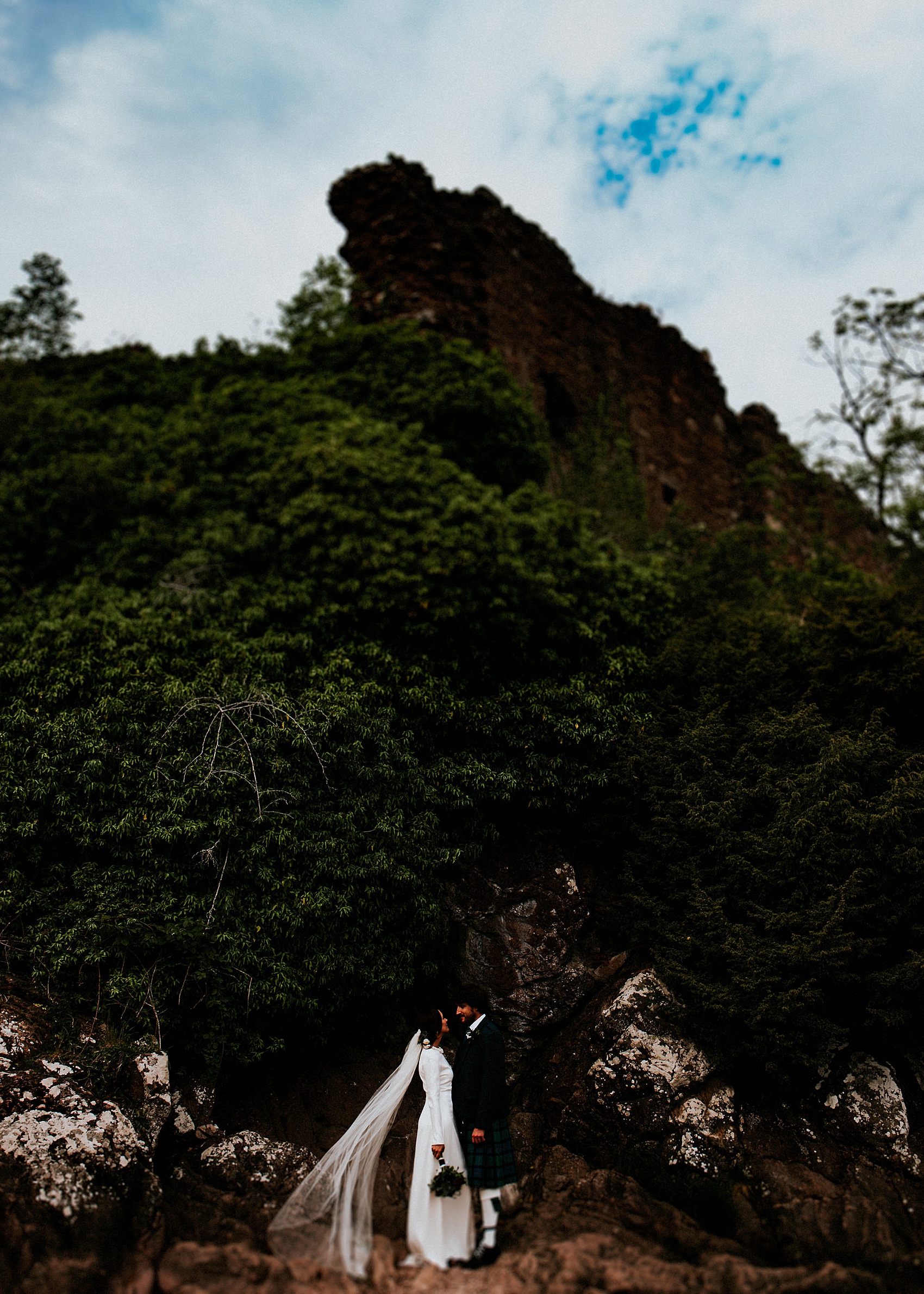 Charlie Brear dress Loch Ness wedding Scotland  - A Charlie Brear Long Sleeved Dress For An Idyllic Wedding at Urquhart Castle Ruins, Overlooking Loch Ness