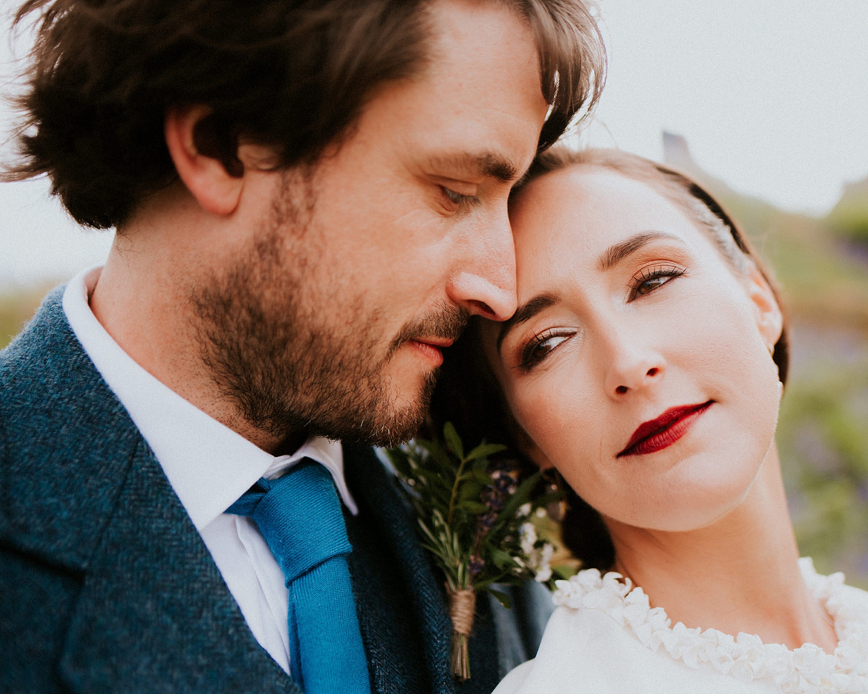 Charlie Brear dress Loch Ness wedding Scotland  - A Charlie Brear Long Sleeved Dress For An Idyllic Wedding at Urquhart Castle Ruins, Overlooking Loch Ness