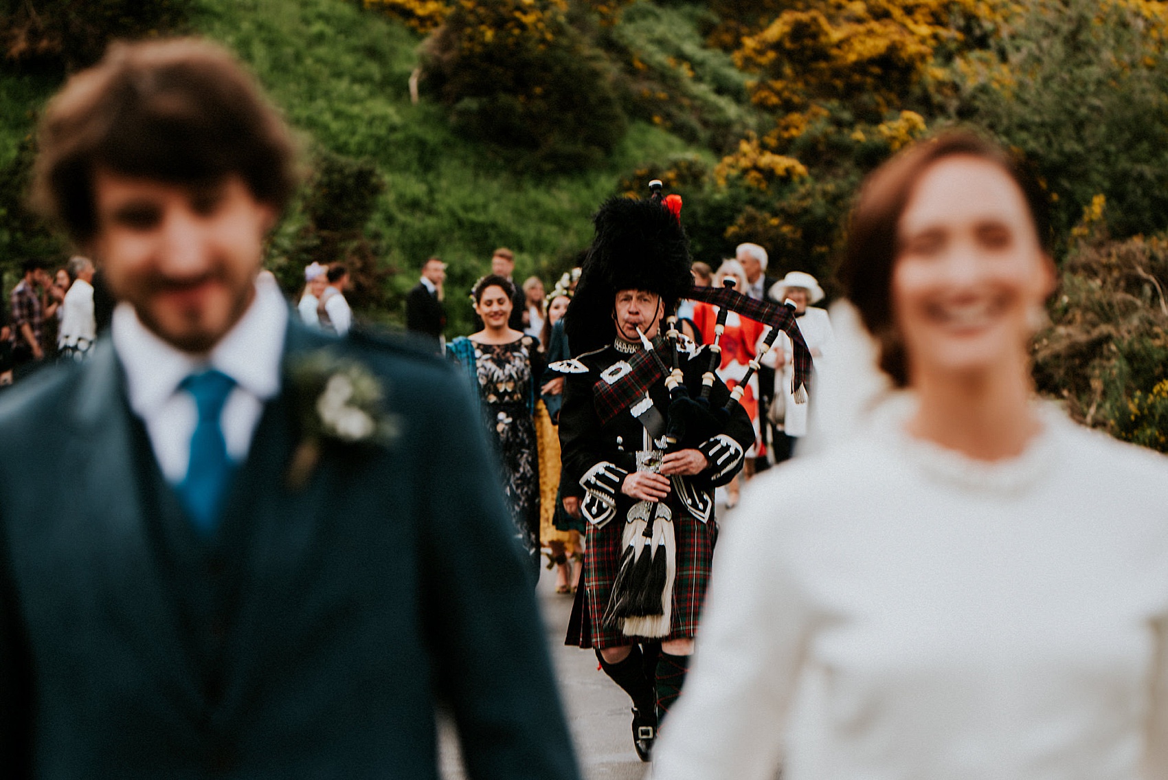 Charlie Brear dress Loch Ness wedding Scotland  - A Charlie Brear Long Sleeved Dress For An Idyllic Wedding at Urquhart Castle Ruins, Overlooking Loch Ness