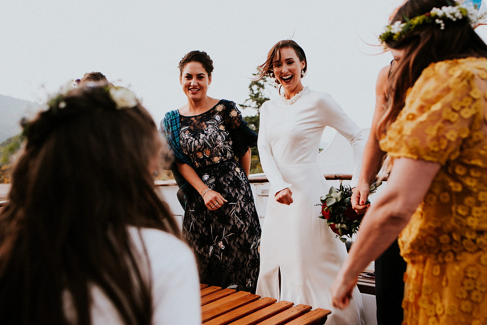 Charlie Brear dress Loch Ness wedding Scotland  - A Charlie Brear Long Sleeved Dress For An Idyllic Wedding at Urquhart Castle Ruins, Overlooking Loch Ness