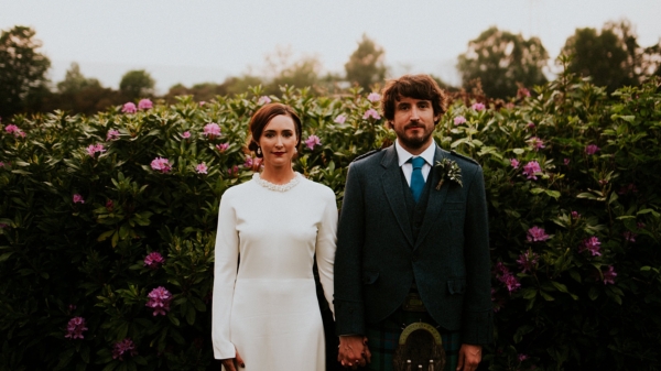 A Charlie Brear Long Sleeved Dress For An Idyllic Wedding at Urquhart Castle Ruins, Overlooking Loch Ness
