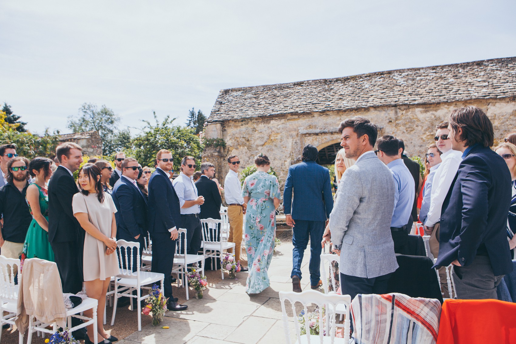 Charlie Brear dress colourful summer garden party wedding Caswell House 15
