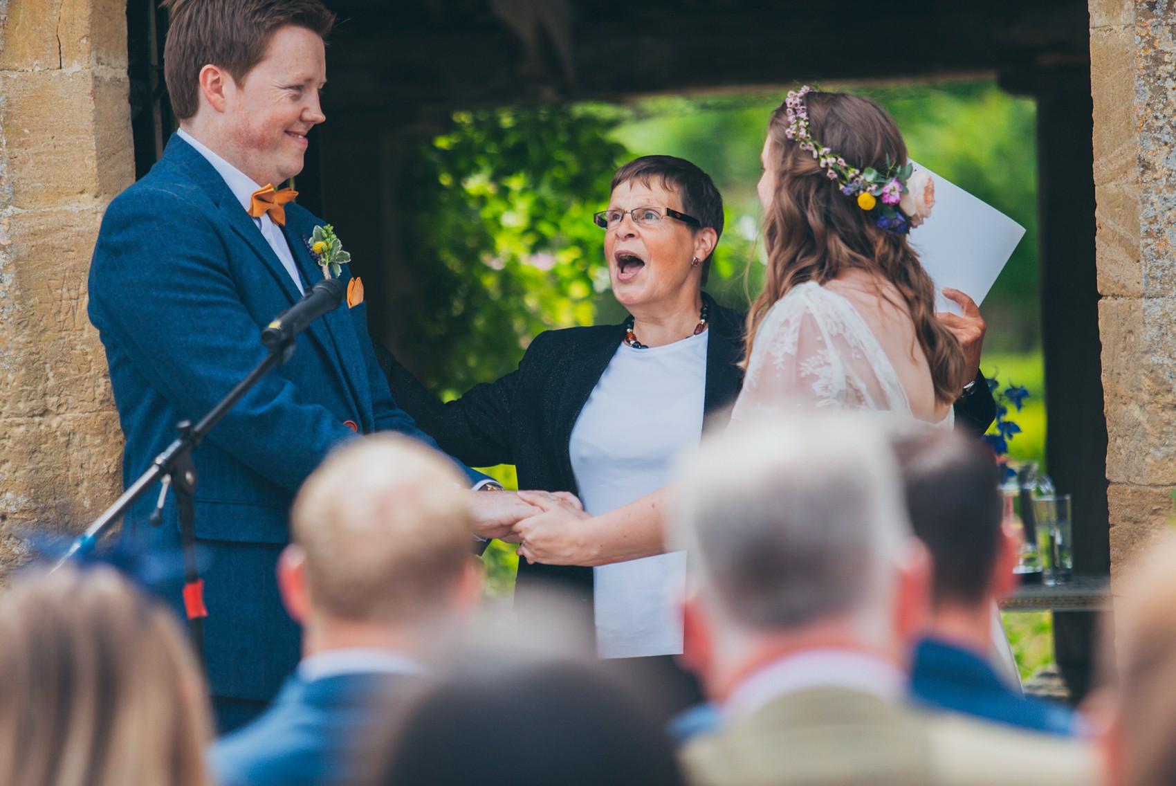 Charlie Brear dress colourful summer garden party wedding Caswell House  - A Timelessly Elegant Charlie Brear Dress for a Summer Garden Party Wedding at Caswell House