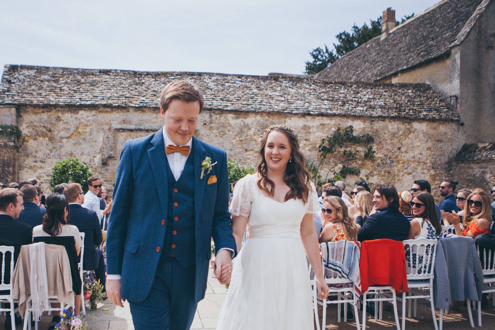 Charlie Brear dress colourful summer garden party wedding Caswell House 21