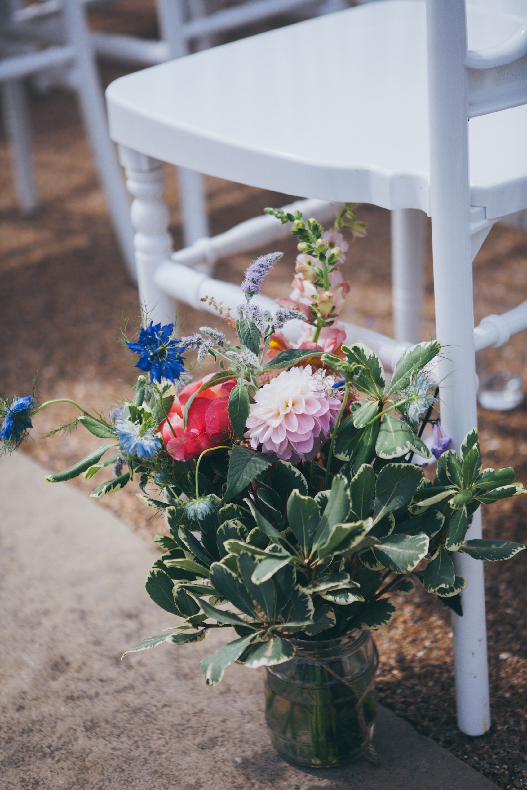 Charlie Brear dress colourful summer garden party wedding Caswell House 24