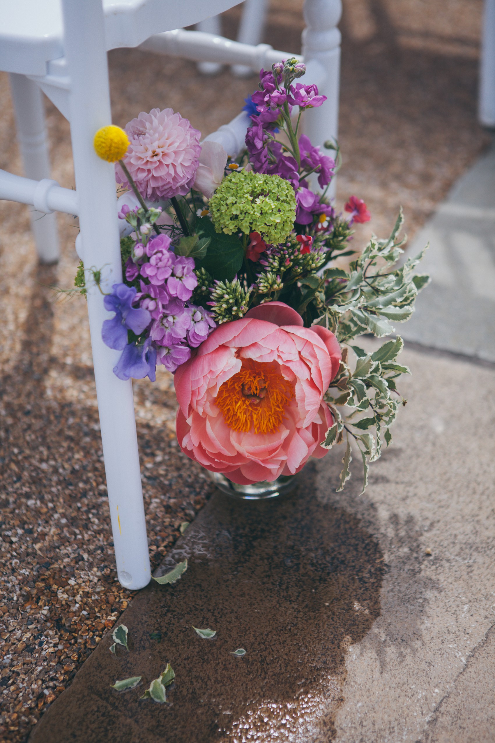 Charlie Brear dress colourful summer garden party wedding Caswell House 25