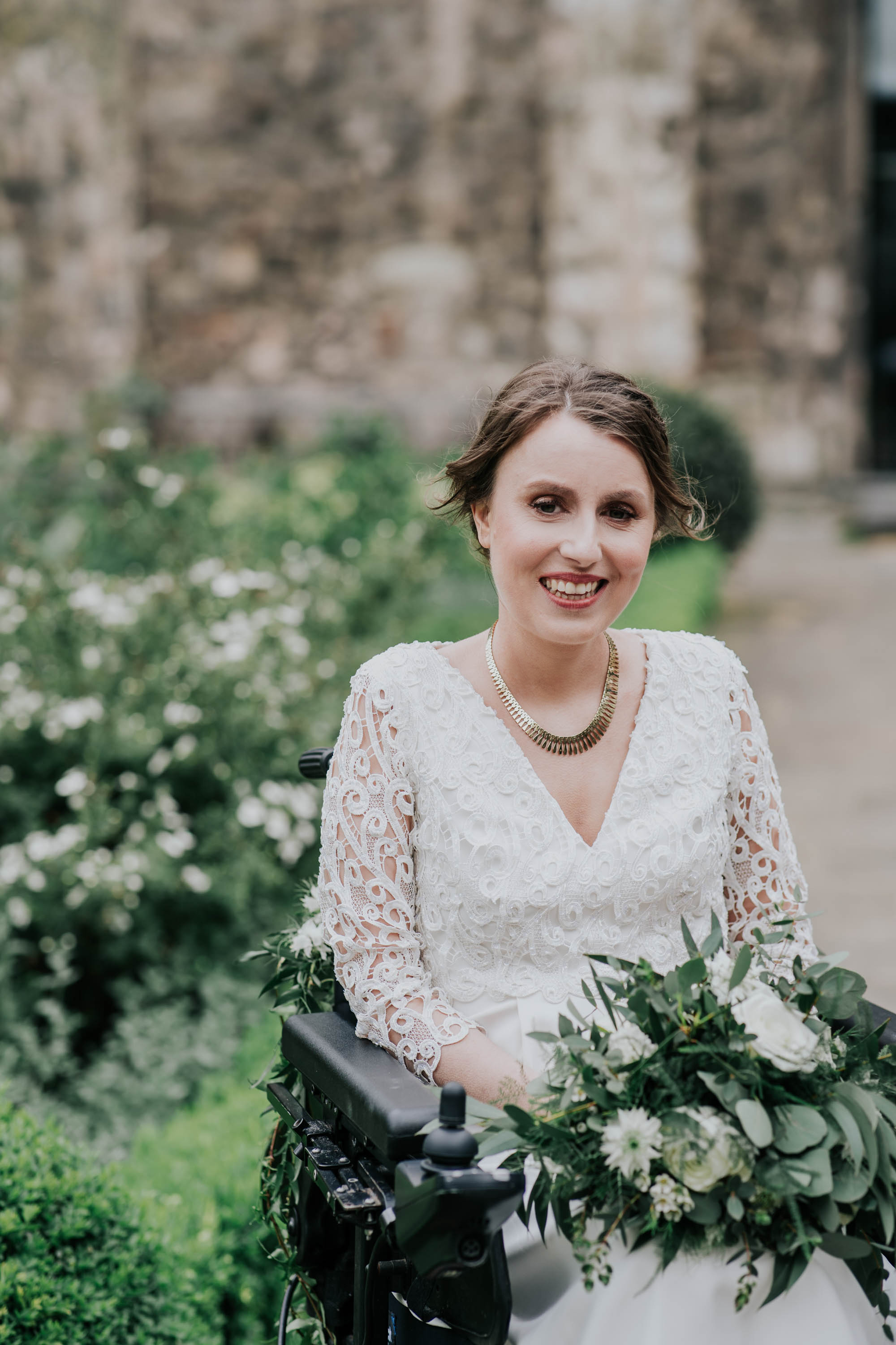 Disabled bride on her wedding day