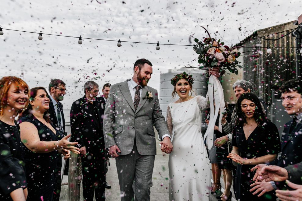 A Rolling in Roses Dress, Gold Bootees, Oysters + A Leather Jacket for a Modern Seaside Wedding in Whitstable, Kent 3 East quay wedding whistable kent wedding photographer Epic Love Story 062