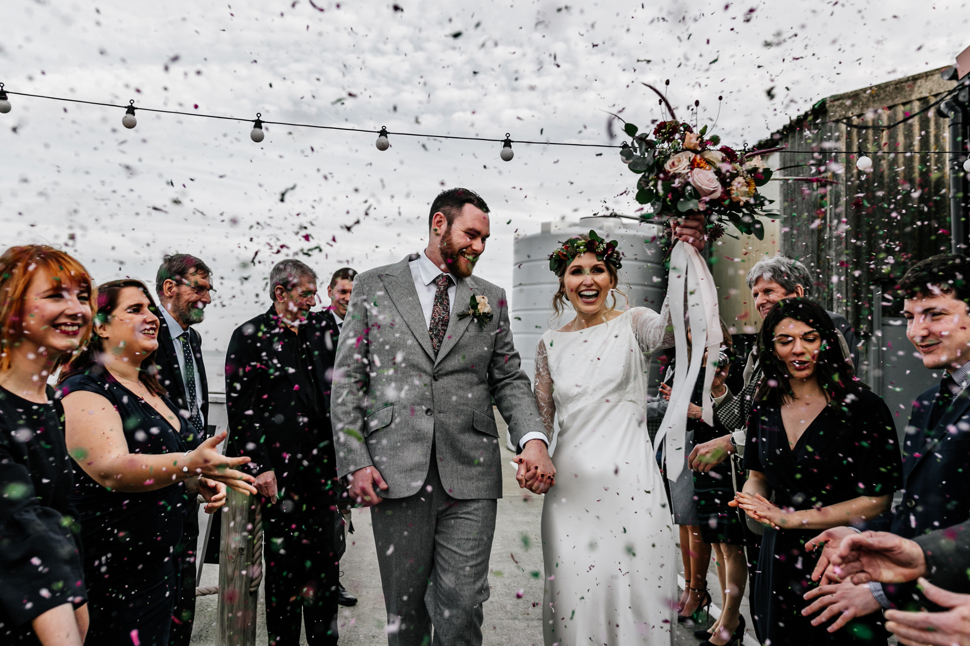 A Rolling in Roses Dress, Gold Bootees, Oysters + A Leather Jacket for a Modern Seaside Wedding in Whitstable, Kent 9 East quay wedding whistable kent wedding photographer Epic Love Story 062