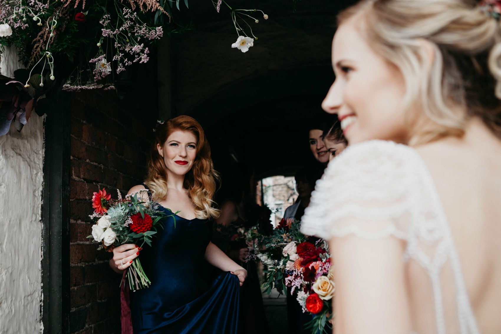 Maggie Sottero beaded dress colourful village hall wedding 20