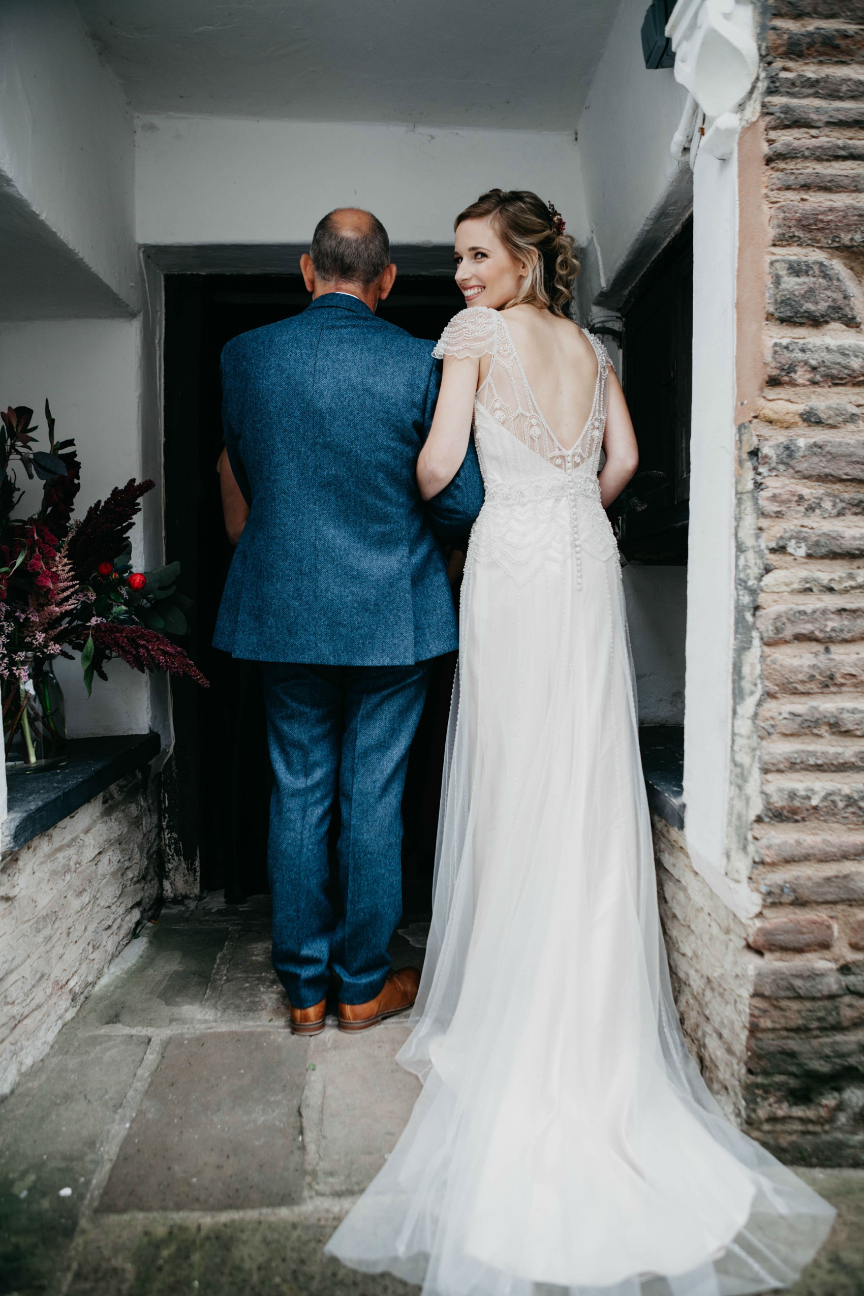 Maggie Sottero beaded dress colourful village hall wedding 21