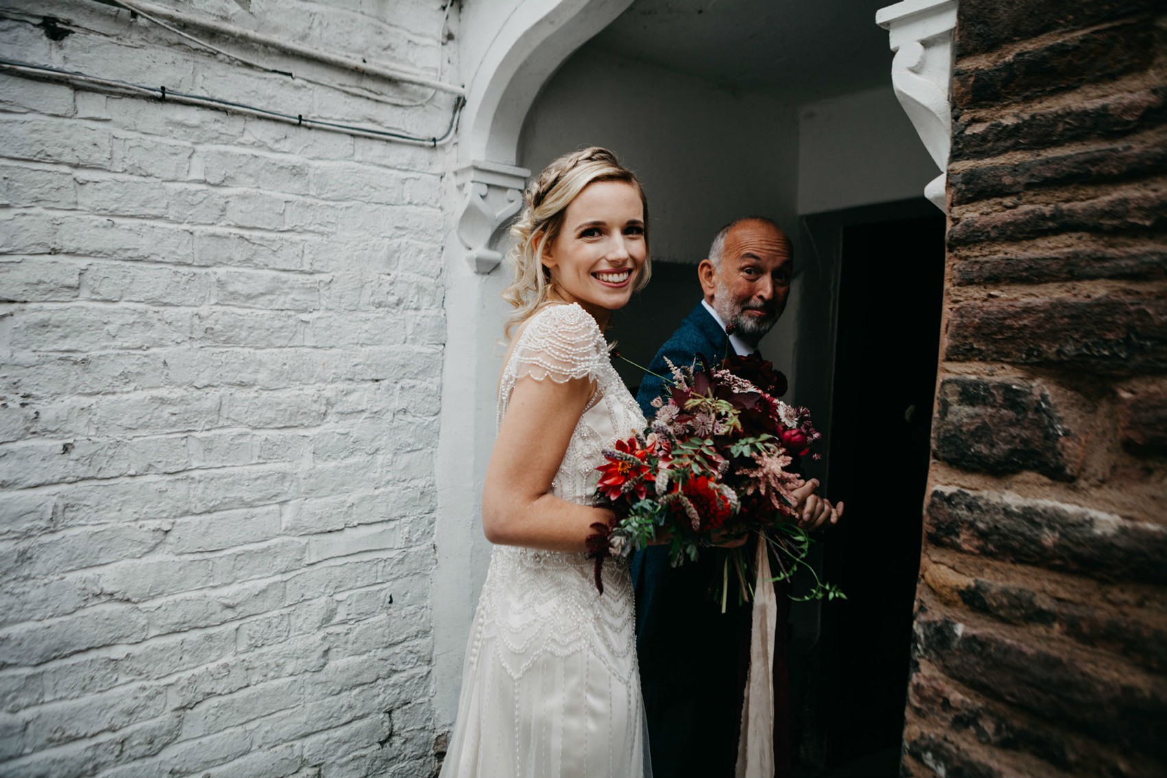 Maggie Sottero beaded dress colourful village hall wedding 22