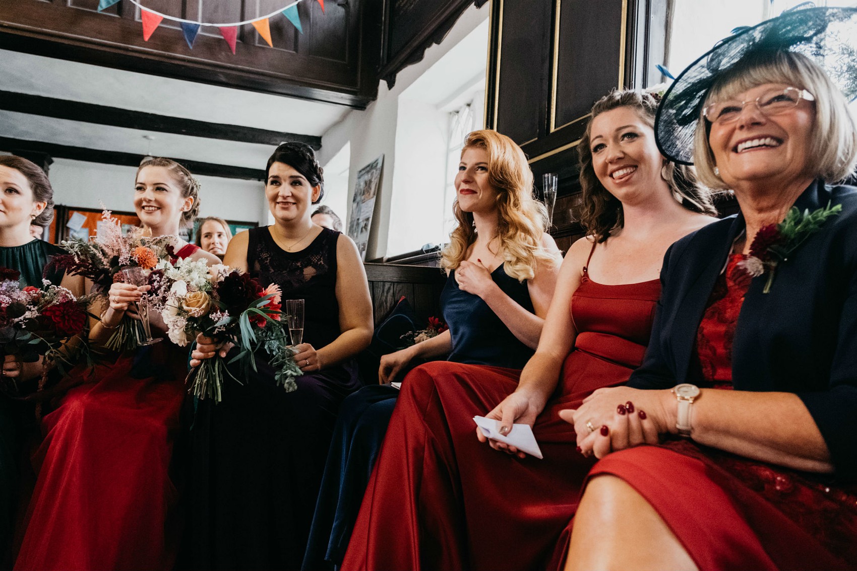 Maggie Sottero beaded dress colourful village hall wedding 31