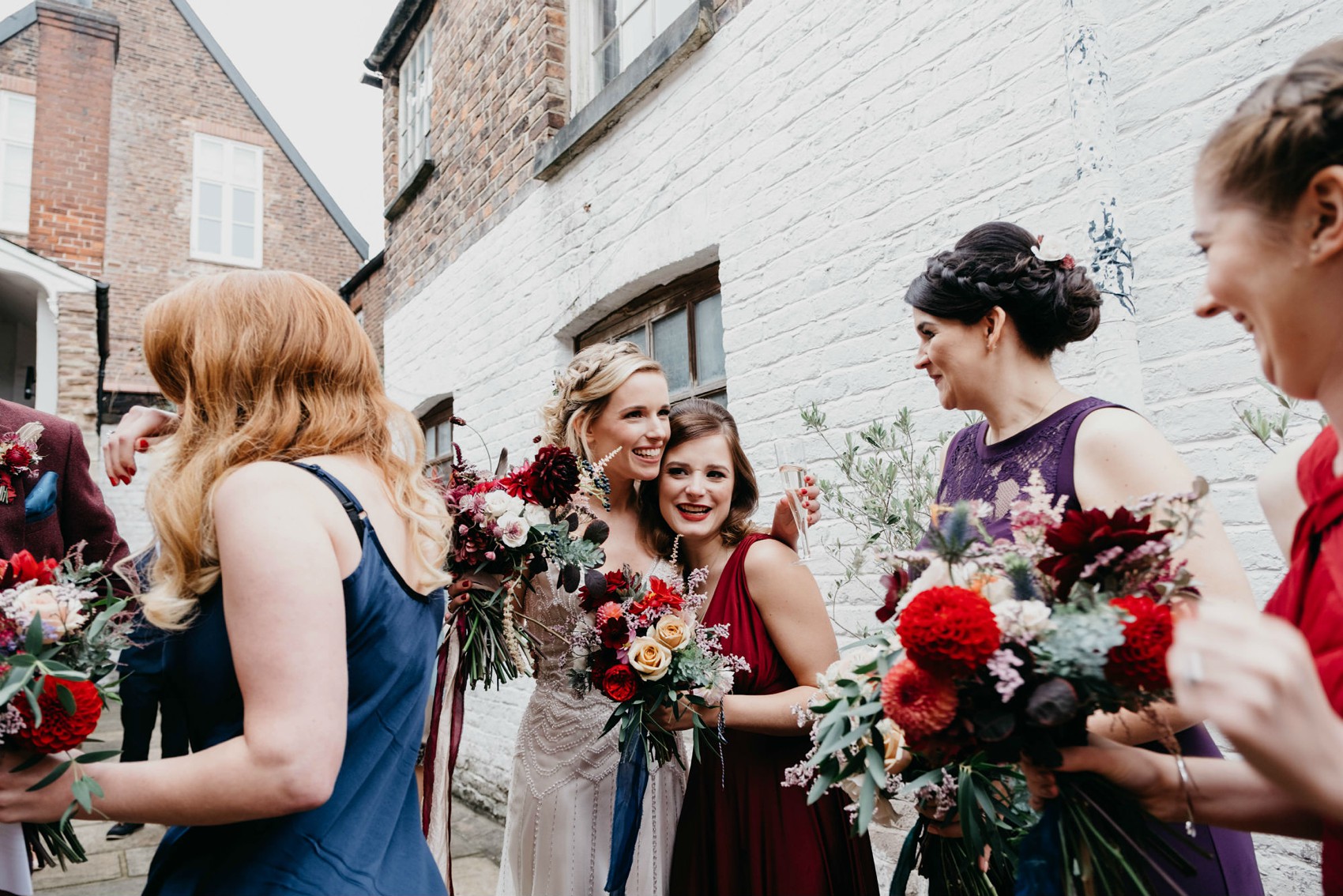 Maggie Sottero beaded dress colourful village hall wedding 36