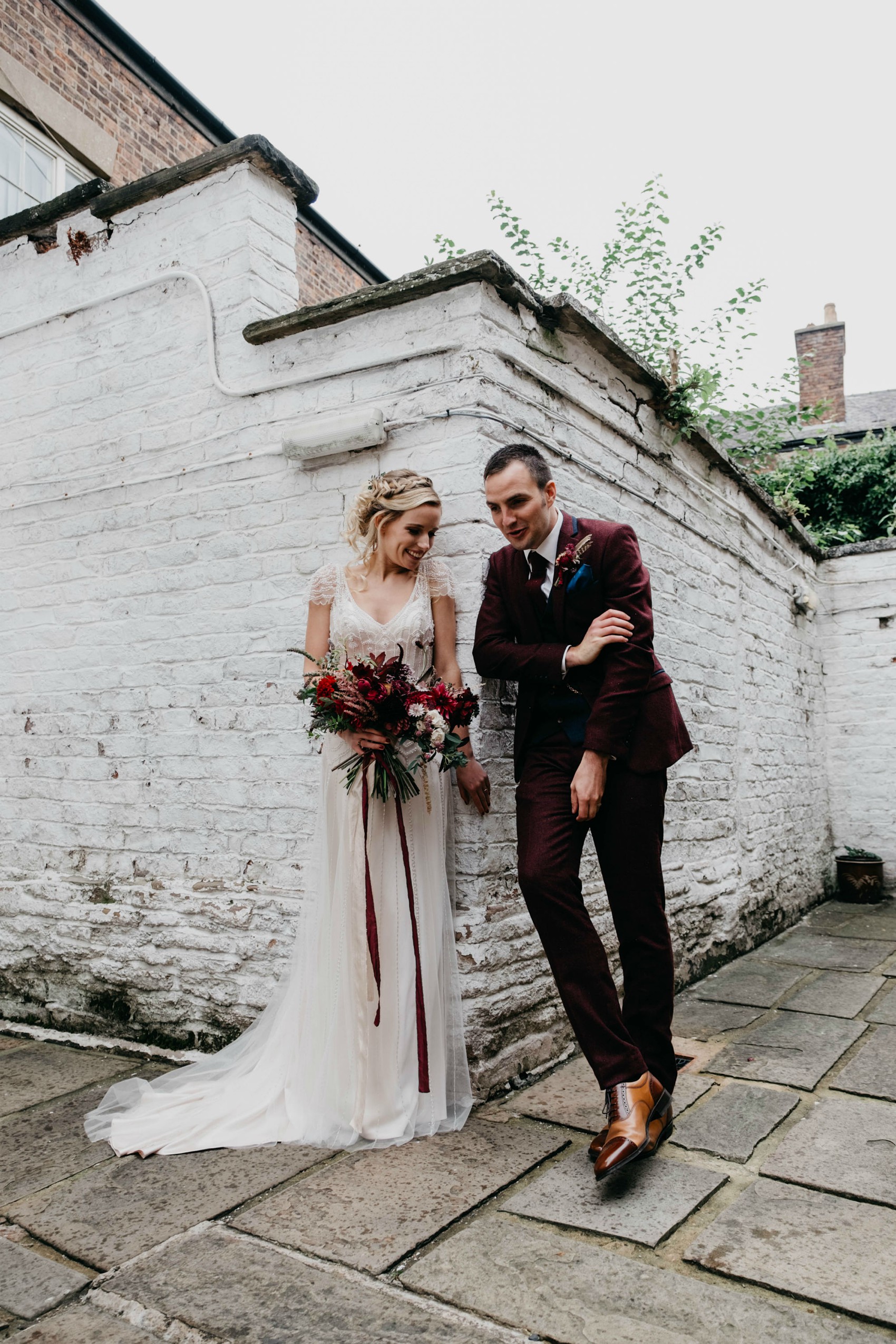 Maggie Sottero beaded dress colourful village hall wedding 39