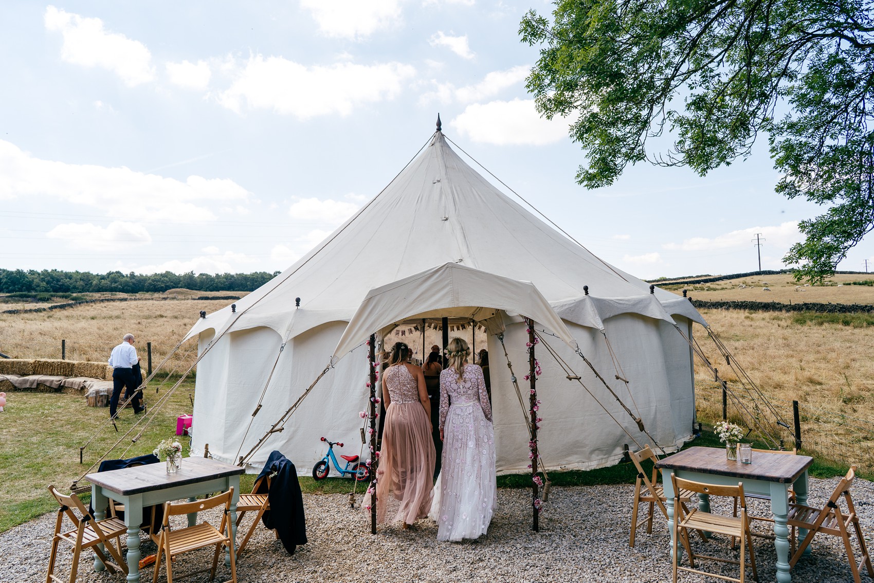 Needle Thread dress Yorkshire Barn wedding  - A Needle & Thread Dress for a Fun and Family Friendly DIY Yorkshire Barn + Yurt Wedding