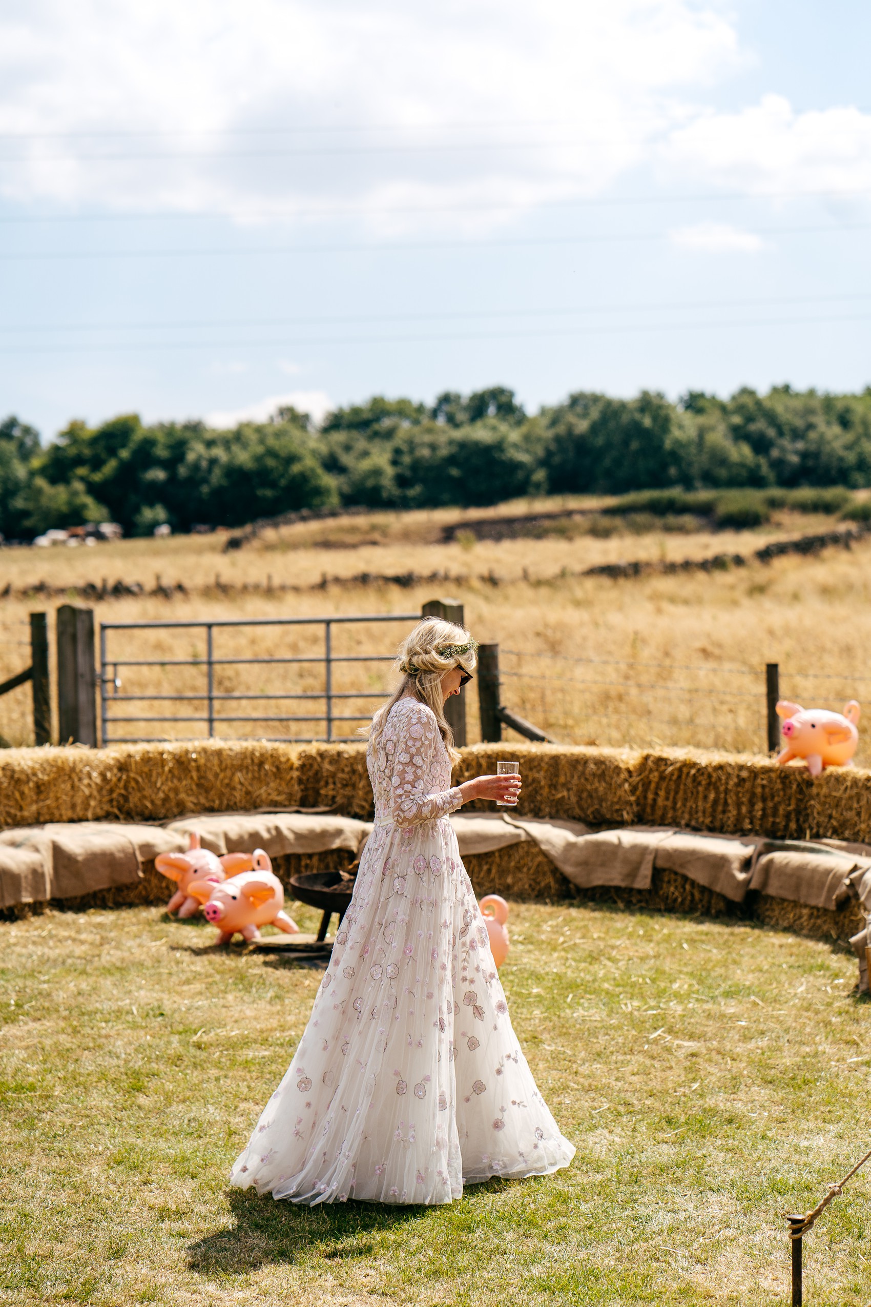 Needle Thread dress Yorkshire Barn wedding  - A Needle & Thread Dress for a Fun and Family Friendly DIY Yorkshire Barn + Yurt Wedding