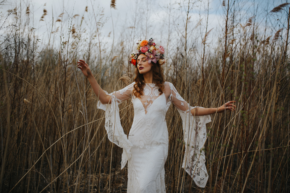 Spanish bohemian floral bride 25
