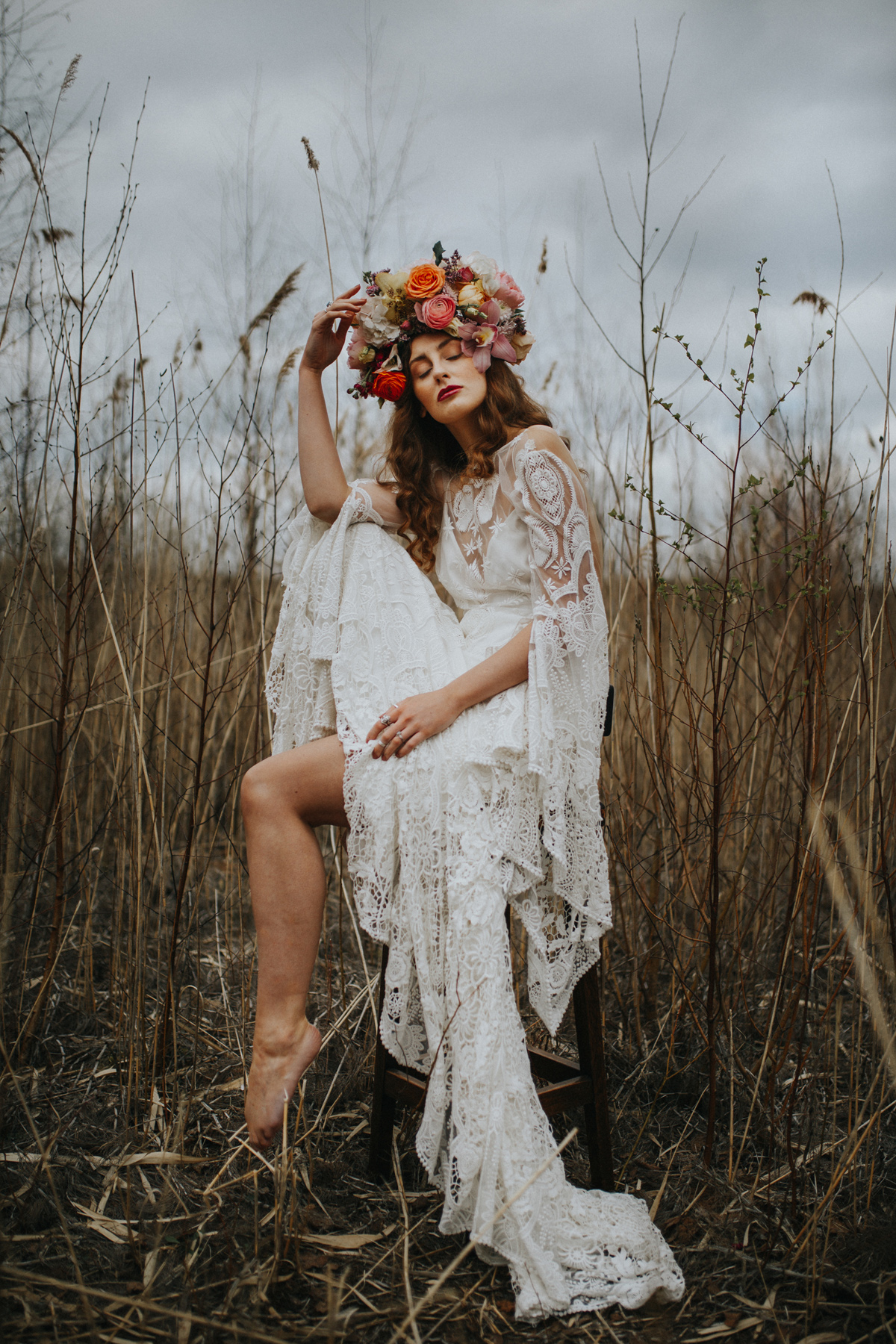 Spanish bohemian floral bride 38