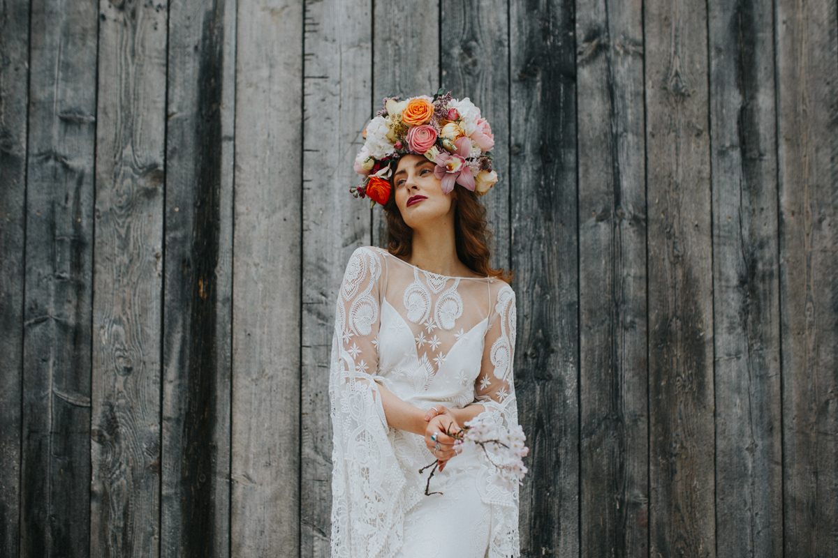 Spanish bohemian floral bride 48