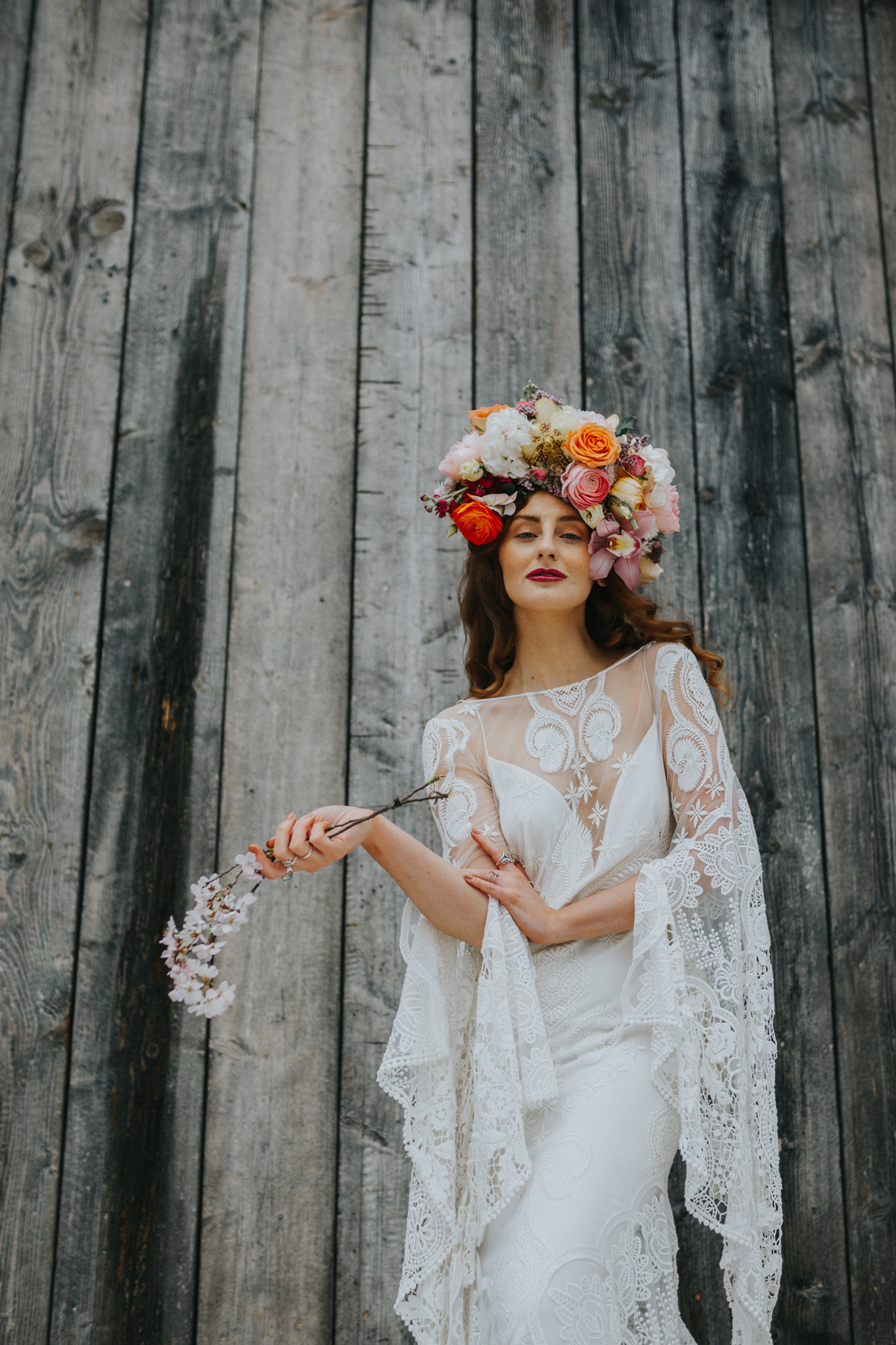 Spanish bohemian floral bride 49