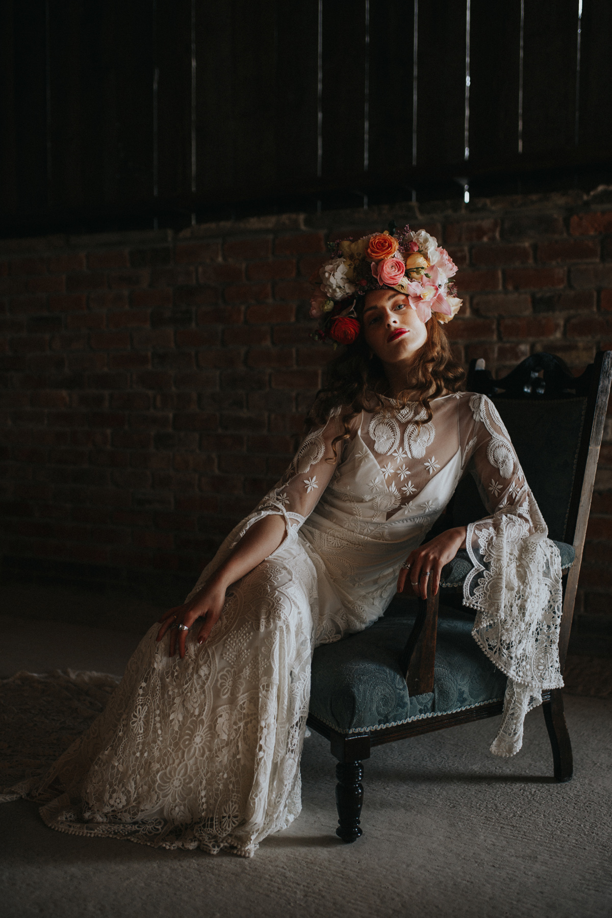 Spanish bohemian floral bride 52
