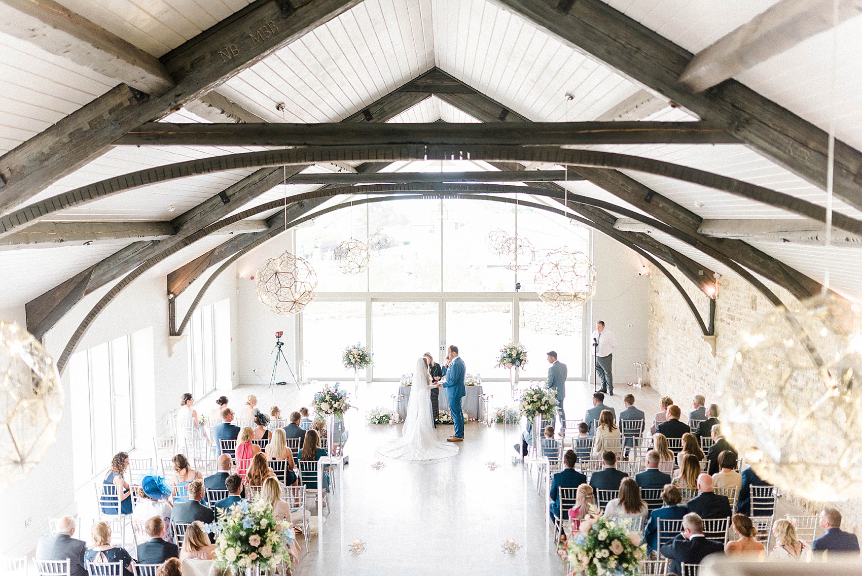  Pronovias modern dress Yorkshire wedding - A Pronovias Dress Embroidered with Forget-me-nots for an Italian Inspired, Flower-Filled Spring Wedding in Yorkshire