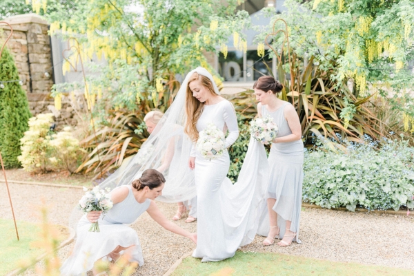 A Pronovias Dress Embroidered with Forget-me-nots for an Italian Inspired, Flower-Filled Spring Wedding in Yorkshire