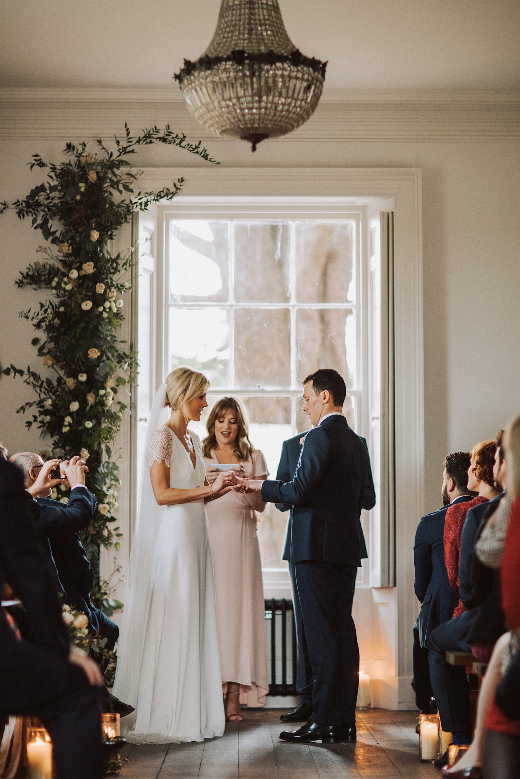 21 Mademoiselle de Guise dress candlelit festive wedding