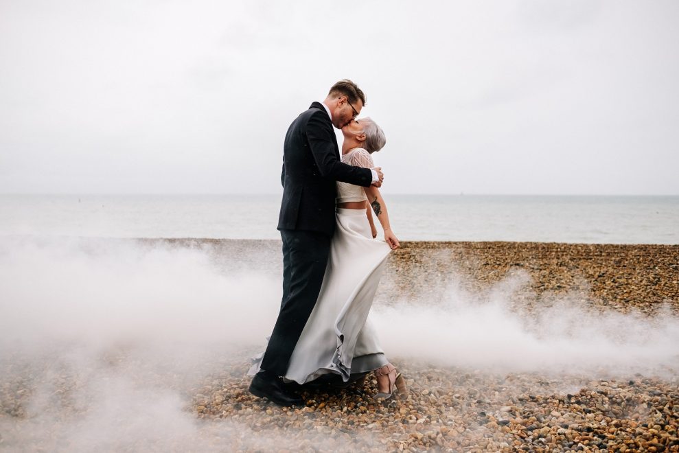 A Lucy Can't Dance Crop Top + Grey Dip-Dye Skirt for a Modern Monochrome, Brighton Bandstand Wedding 1 27 Modern Brighton Brighton Bandstand Wedding