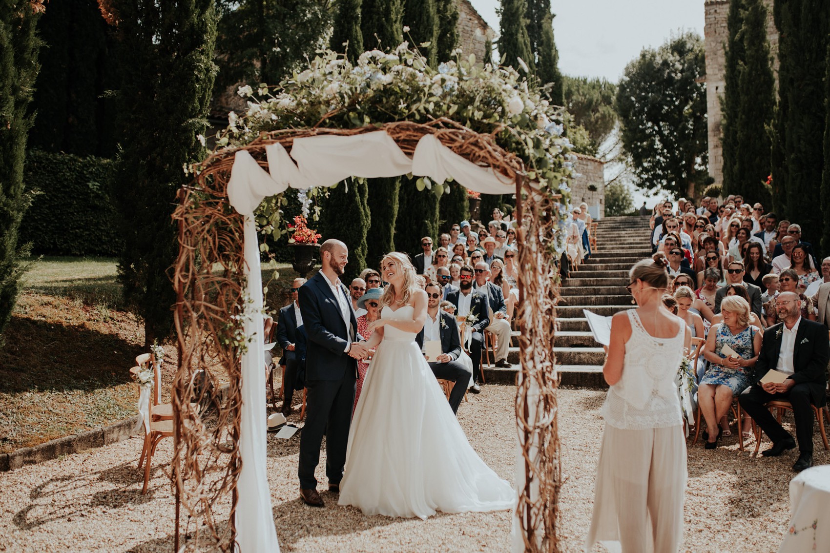  Caroline Castigliano bride French chateau wedding - A Caroline Castigliano Dress for a Timelessly Elegant + Romantic French Château Wedding