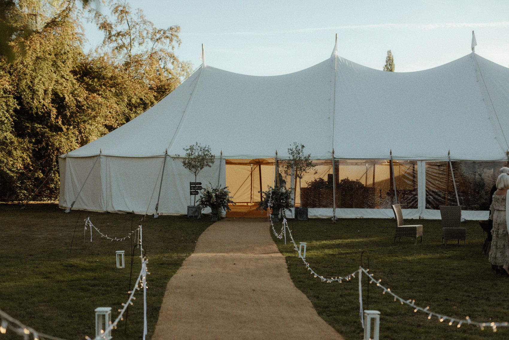  Halfpenny London bride Autumn marquee wedding - A Halfpenny London Dress + Hermione Harbutt Hairband for a Festoon Lights Marquee Wedding at the Family Home