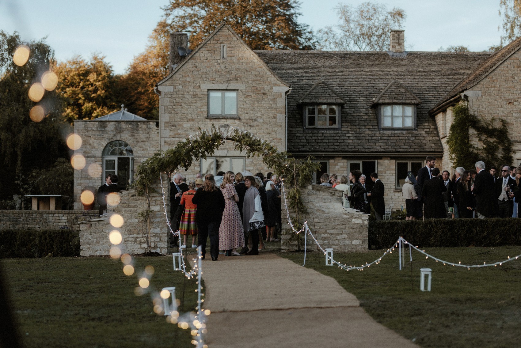  Halfpenny London bride Autumn marquee wedding - A Halfpenny London Dress + Hermione Harbutt Hairband for a Festoon Lights Marquee Wedding at the Family Home