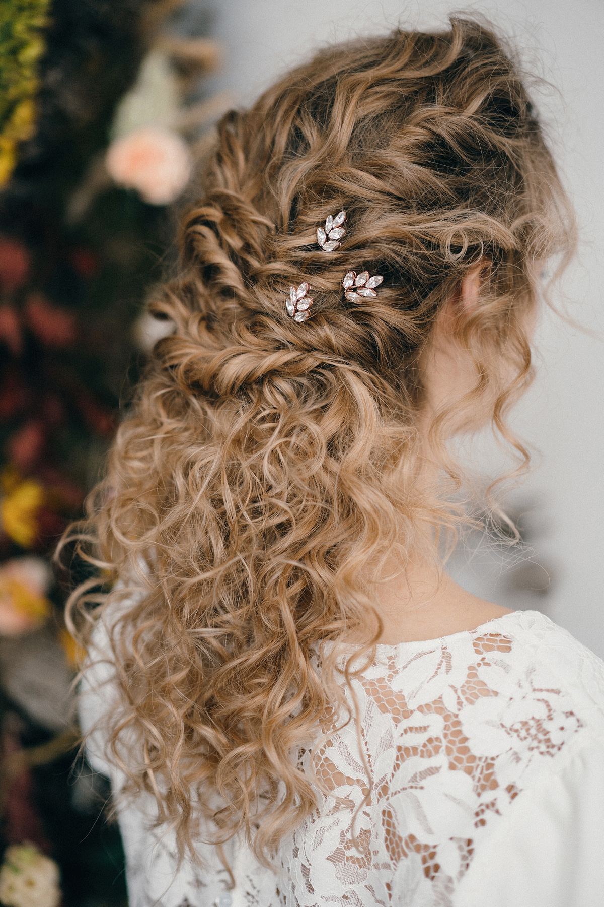 Curly haired bride Lyra by debbiecarlisle.com £ - How To Style Wedding Hair Accessories With Curly Hair, Debbie Carlisle + Top Hair Care Tips for Curly Haired Brides