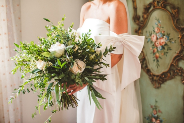 A Sachin & Babi Dress for a Foliage Filled, Modern + Romantic Wedding in Italy