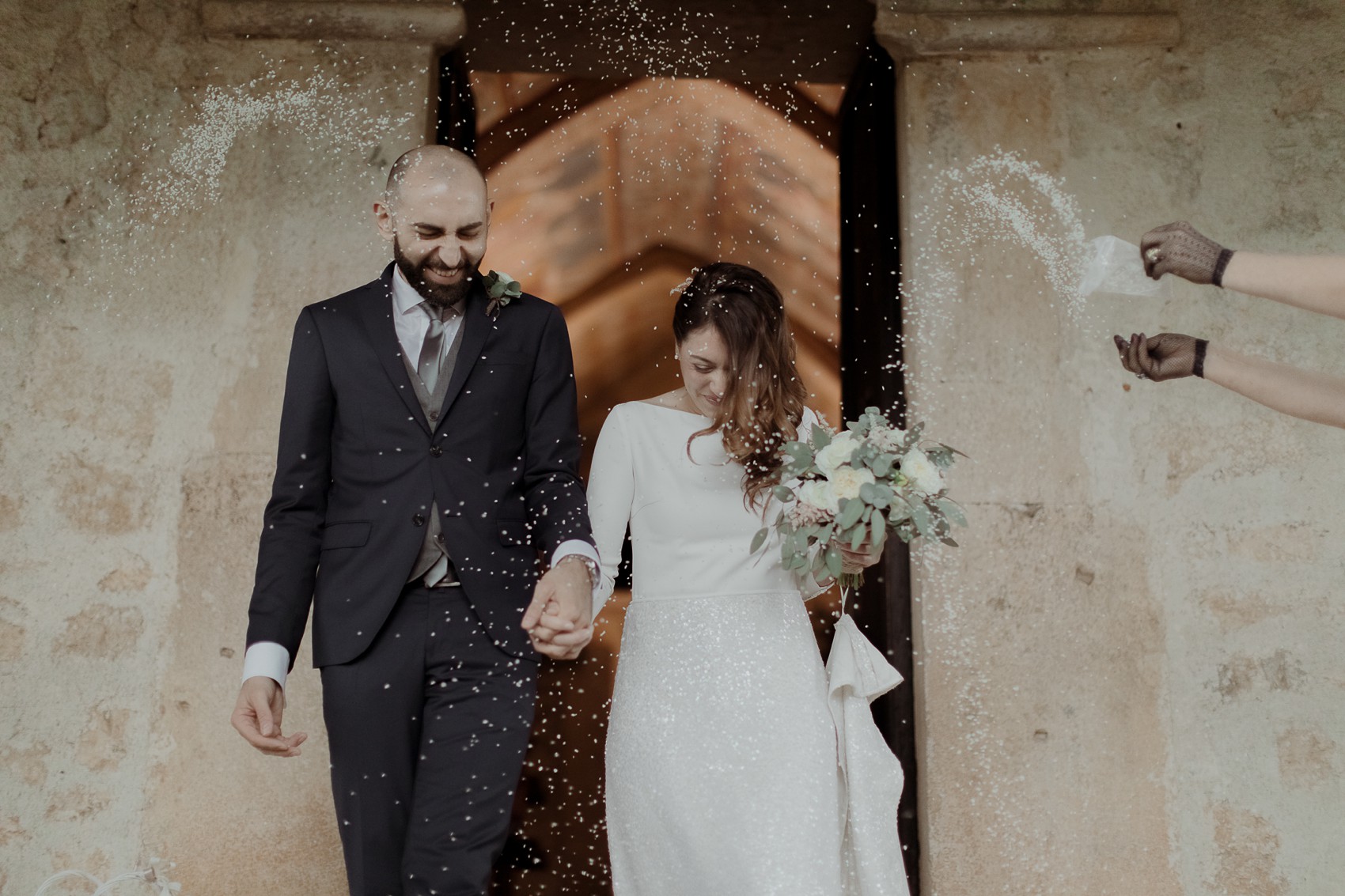 Stylish intimate Italian elopement sequin wedding dress 29 1