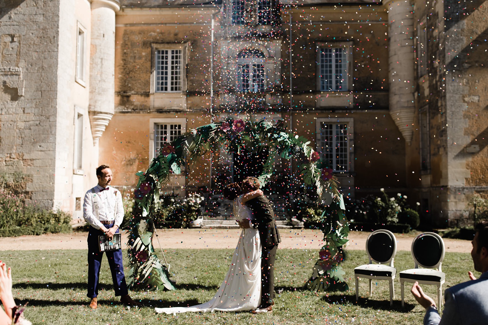 Temperley London bride French Chateau wedding  - A Temperley London Dress, Velvet, Tweed + Jewel Tones for a Joyful Chateau Wedding in South West France