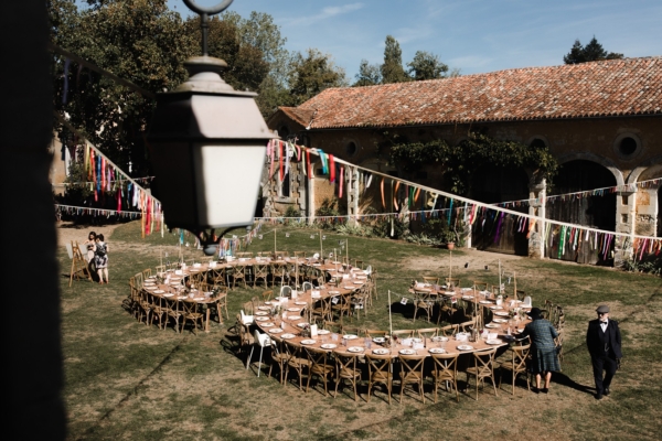 A Temperley London Dress, Velvet, Tweed + Jewel Tones for a Joyful Chateau Wedding in South West France